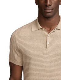 Pull rayé col polo en soie - Dark Oatmeal & Multicolore