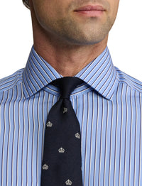 Striped poplin shirt - Light Blue & Navy