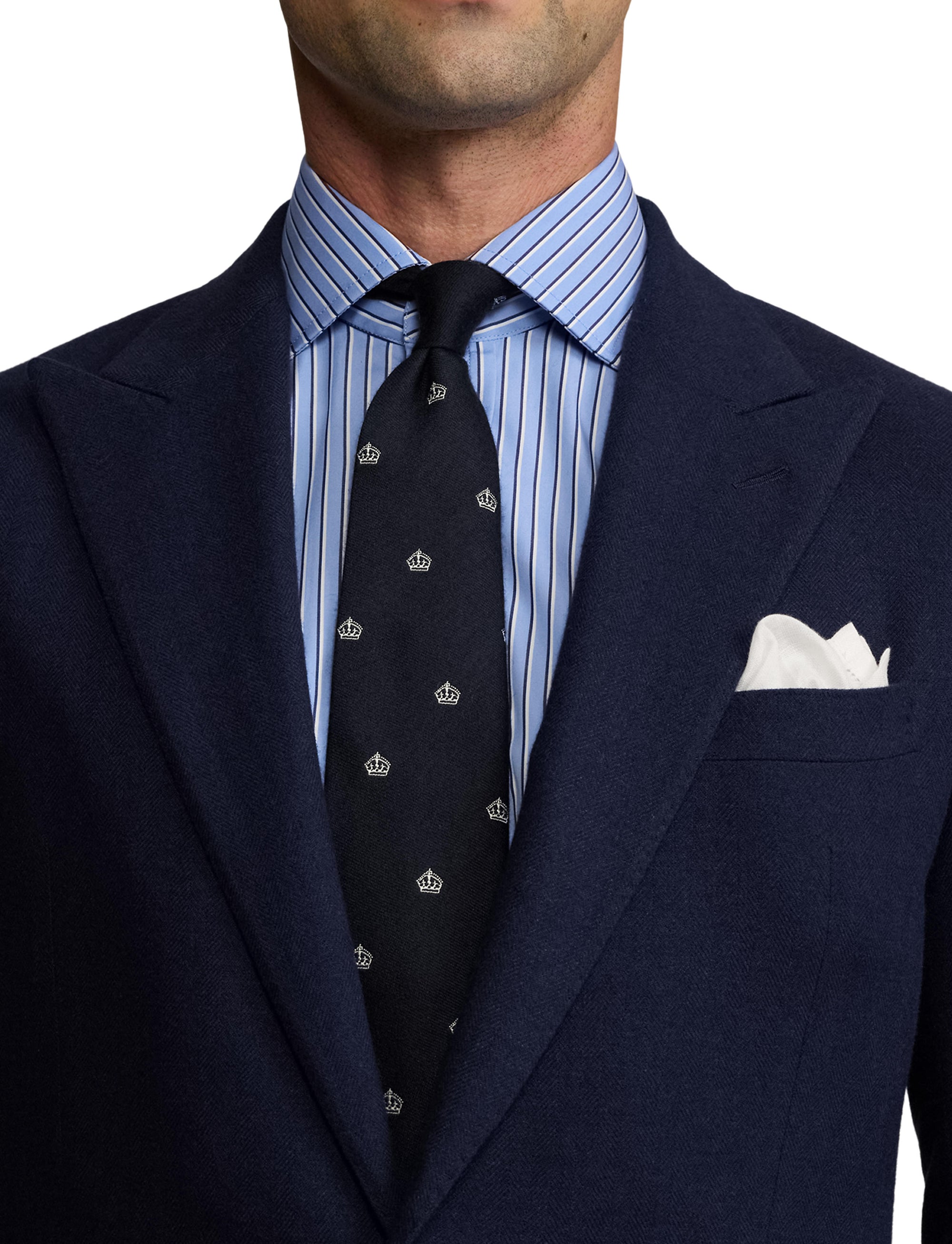 Veste Kent à chevrons en laine - Navy