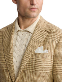 Veste Kent prince-de-galles en soie - Tan & Cream