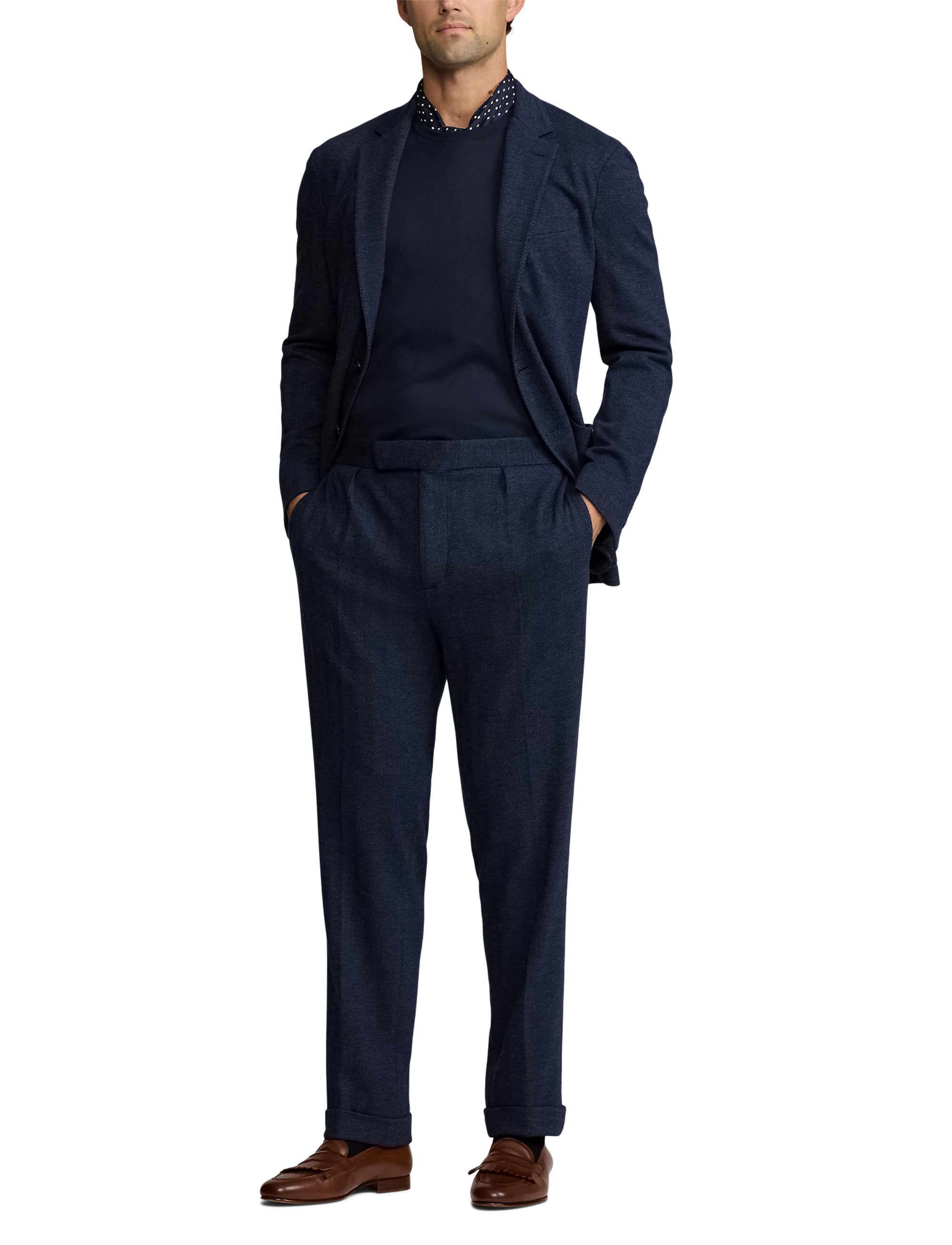 T-shirt à col rond en interlock  - Classic Chairman Navy