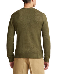 Round-neck jumper in linen and silk - Olive Night