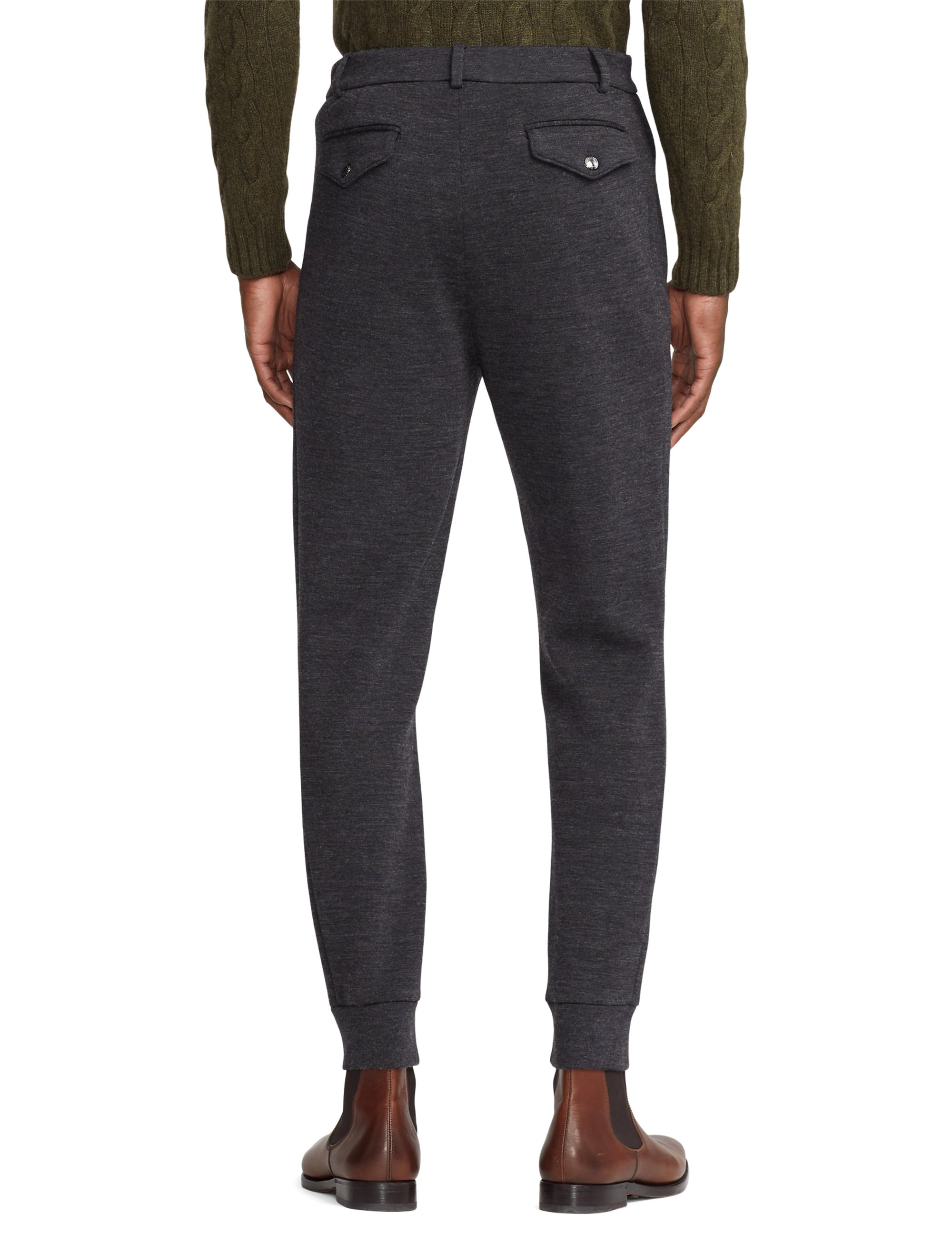 Pantalon maille double en laine - Charcoal Melange
