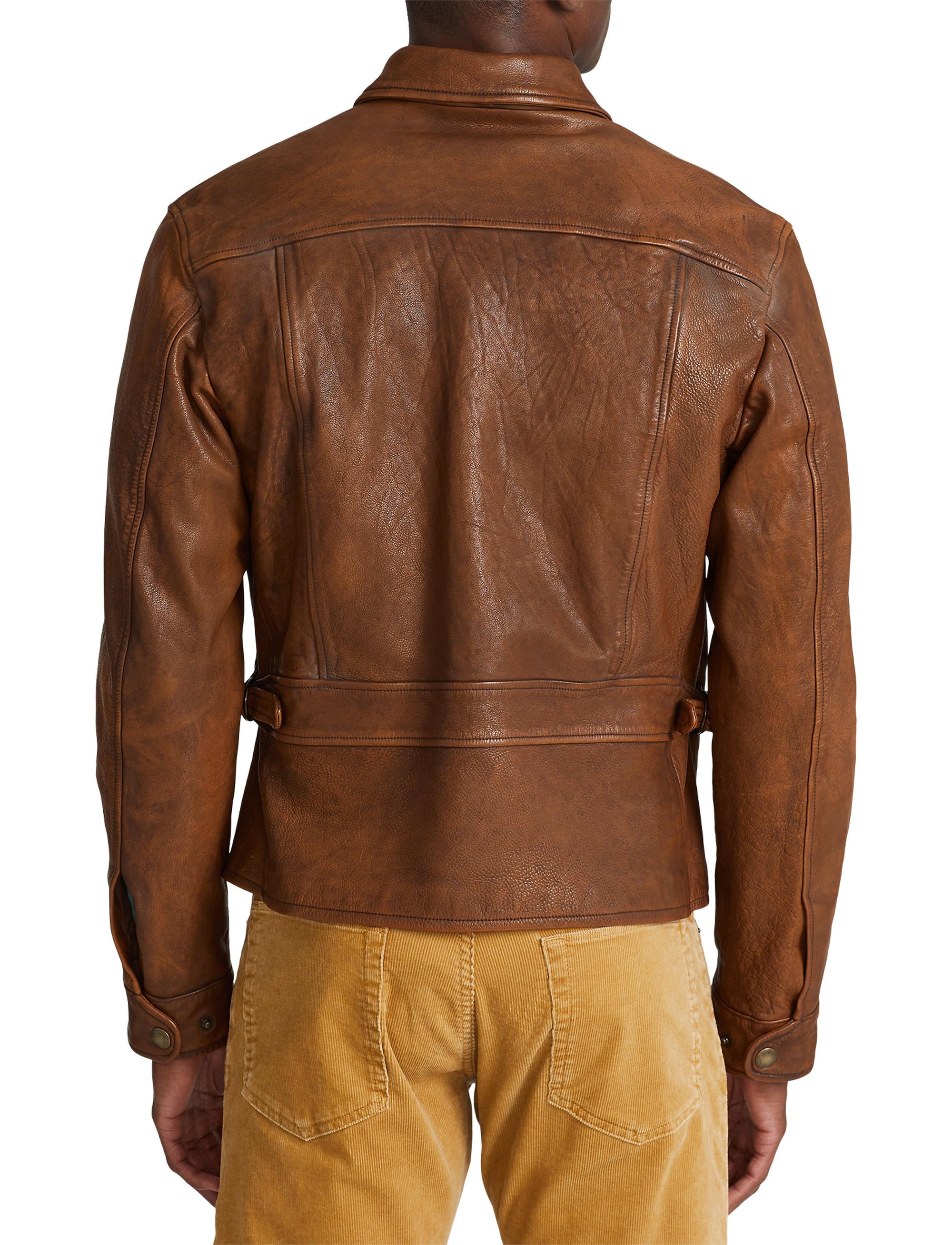 Veste newsboy Hugh en cuir - Marron Montecito