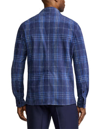 Suede tartan overshirt - Navy, Blue & Multicolour
