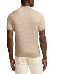 Pull rayé col polo en soie - Dark Oatmeal & Multicolore