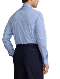 Striped poplin shirt - Light Blue & Navy