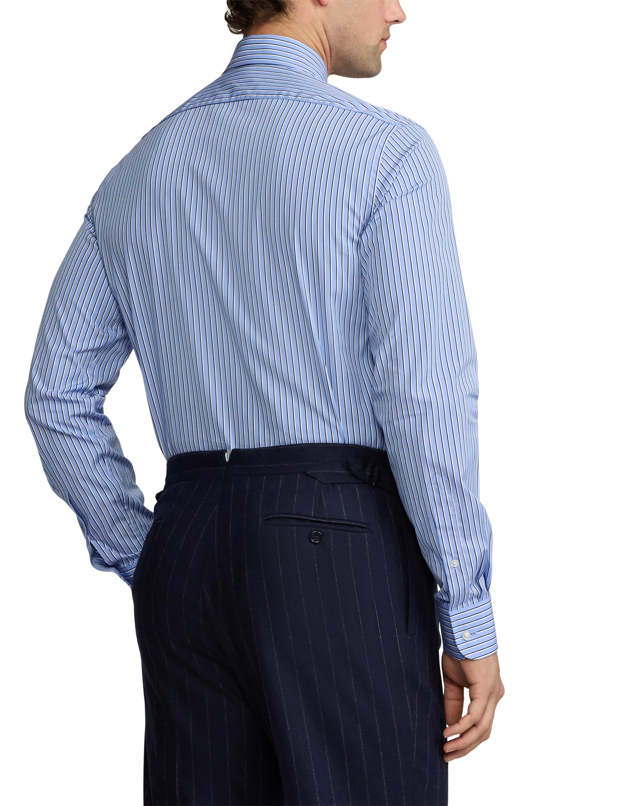 Striped poplin shirt - Light Blue & Navy