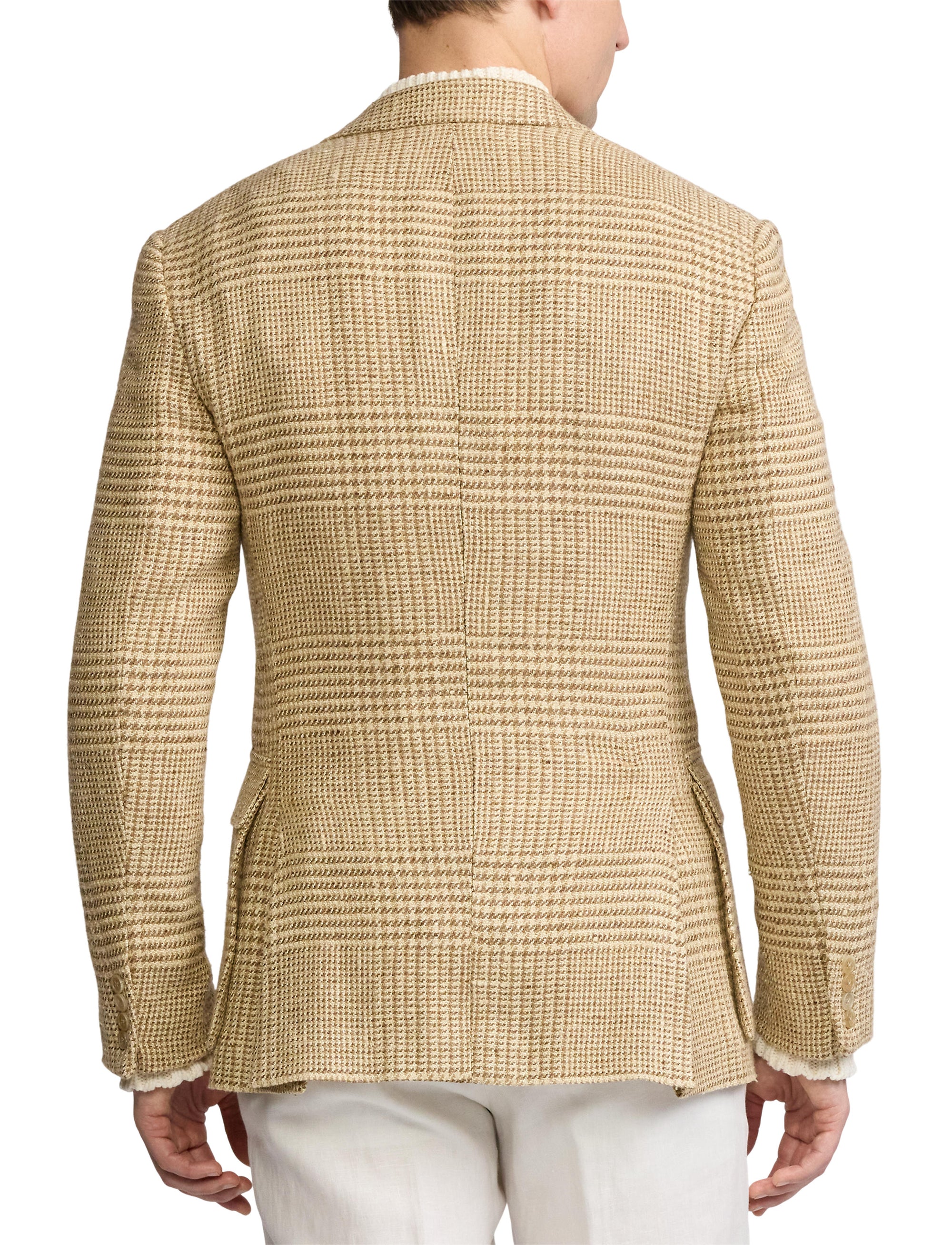 Veste Kent prince-de-galles en soie - Tan & Cream