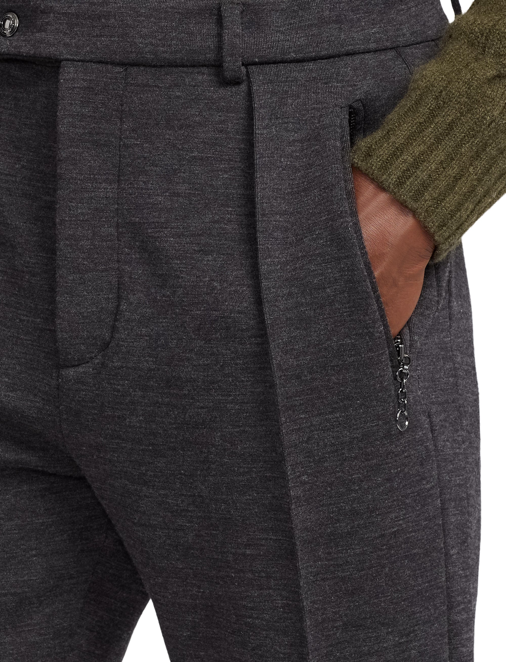 Pantalon maille double en laine - Charcoal Melange
