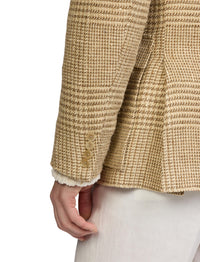 Veste Kent prince-de-galles en soie - Tan & Cream
