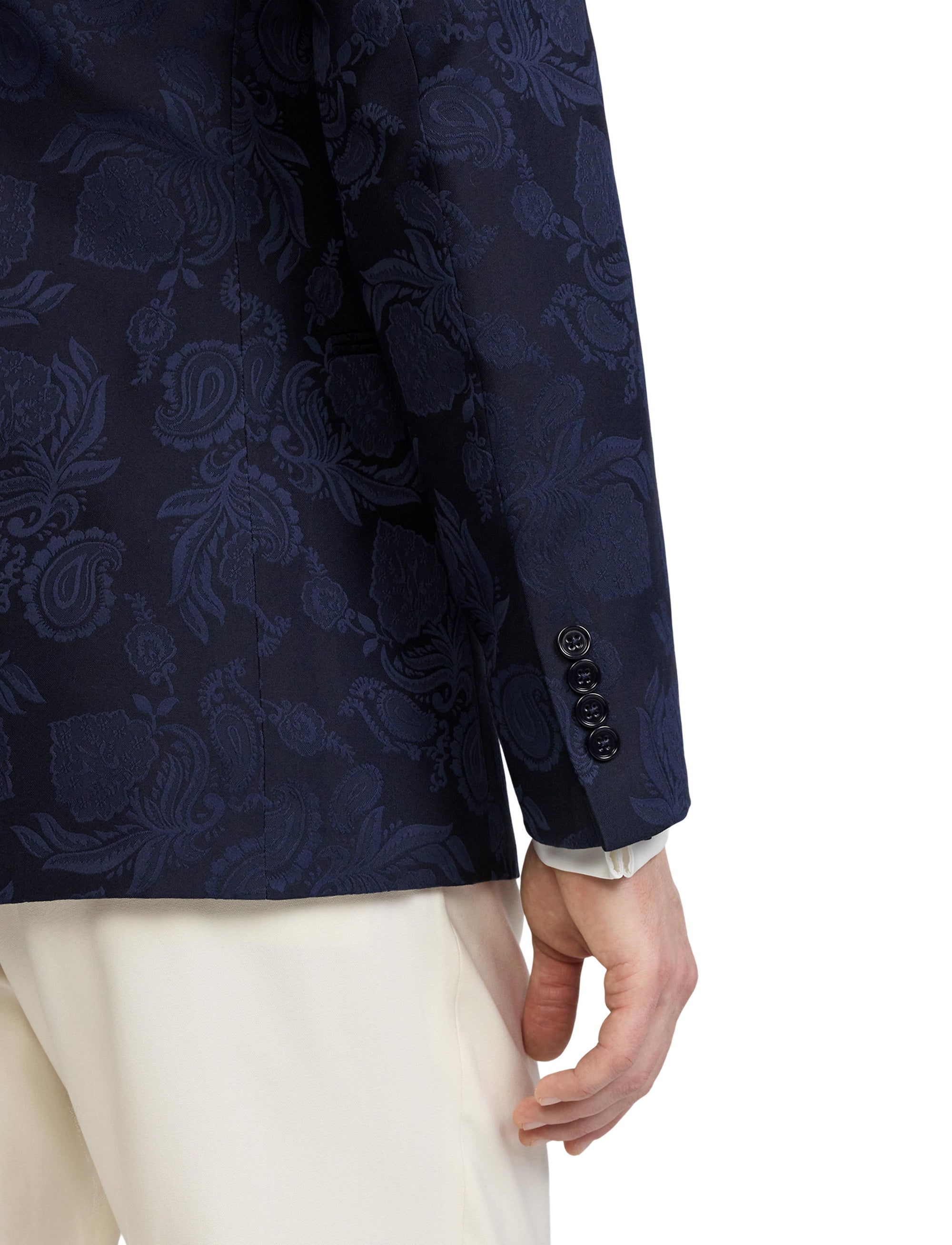 Veste Kent à motif en soie mélangée - Navy & Multicolore