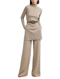 Wide-leg wool trousers - Mineral Melange