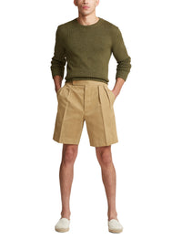 Round-neck jumper in linen and silk - Olive Night