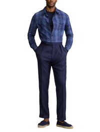 Suede tartan overshirt - Navy, Blue & Multicolour