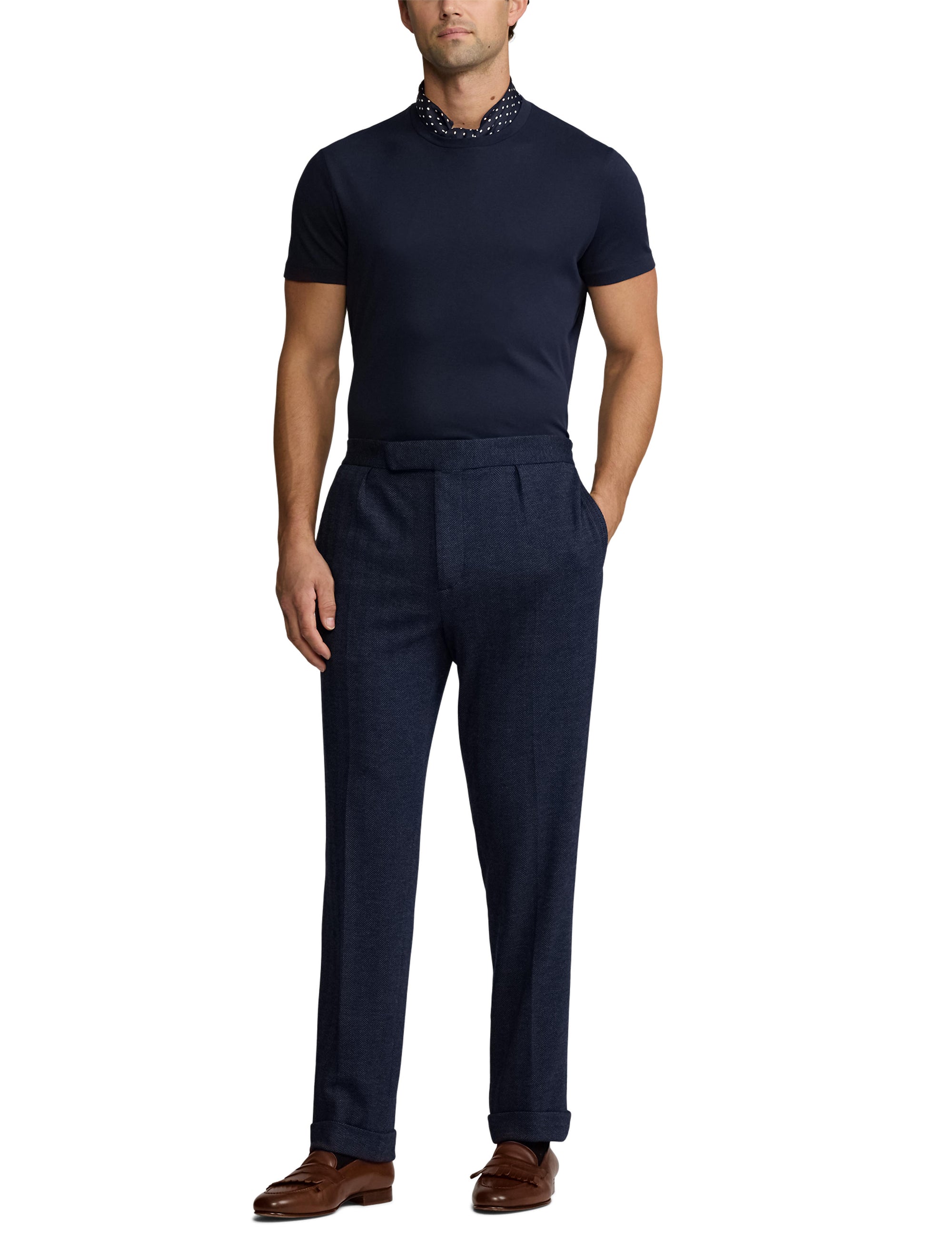T-shirt à col rond en interlock  - Classic Chairman Navy