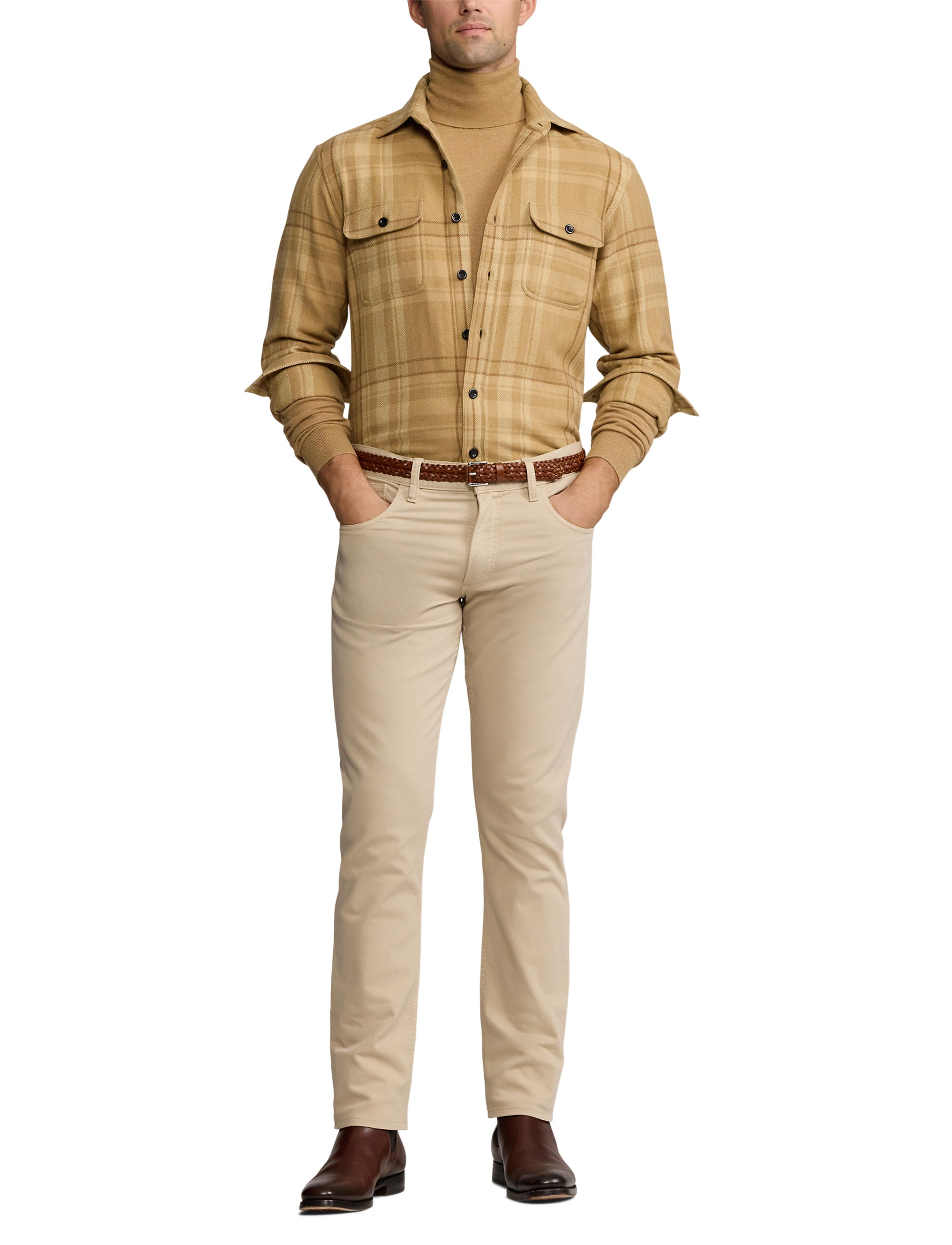 Wool tartan shirt - Camel