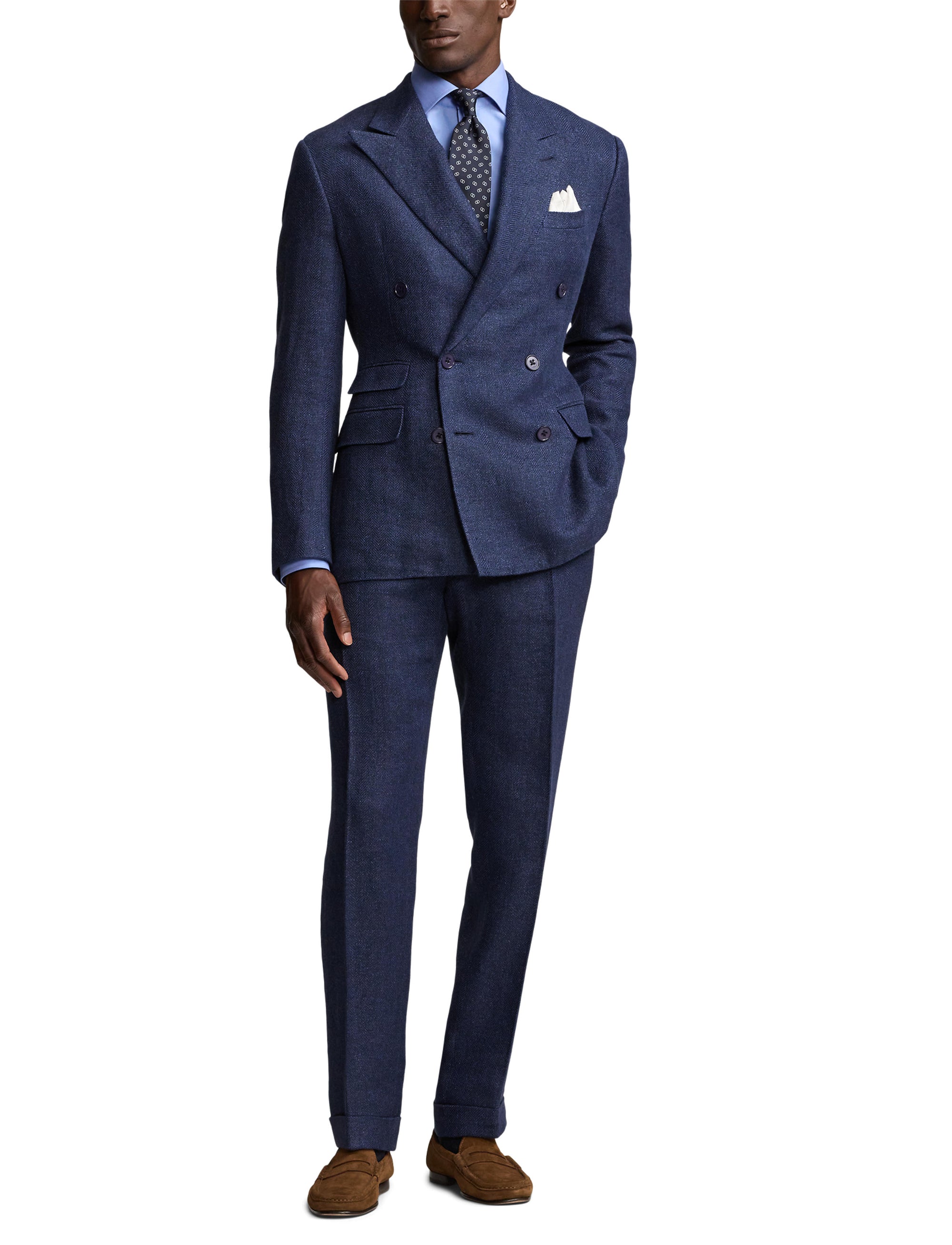 Veste Kent à chevrons en lin - Navy