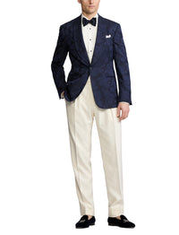 Veste Kent à motif en soie mélangée - Navy & Multicolore