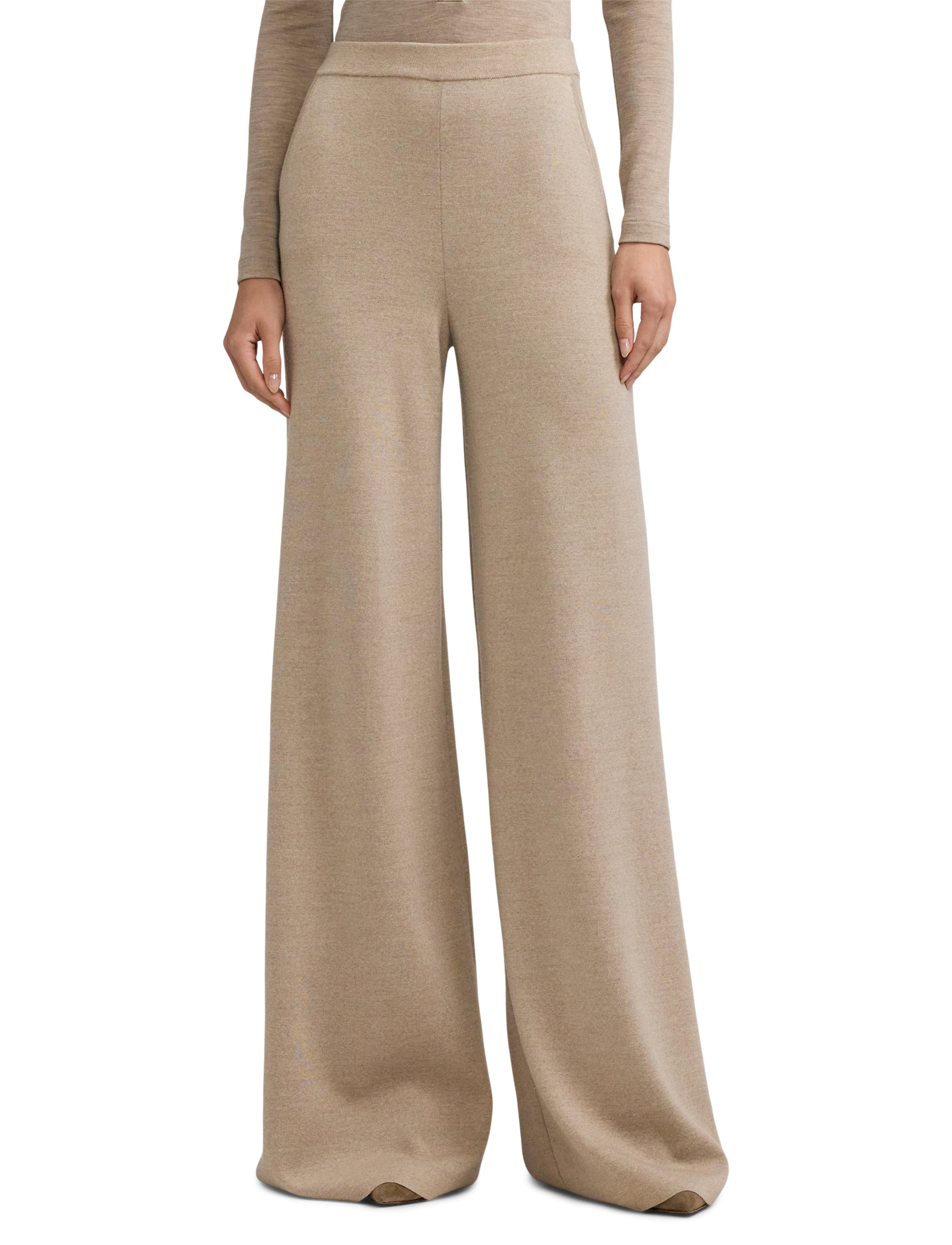 Wide-leg wool trousers - Mineral Melange