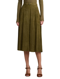 Jupe Kensley perforée en cuir - Moss