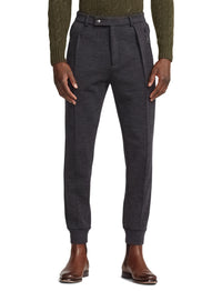 Pantalon maille double en laine - Charcoal Melange
