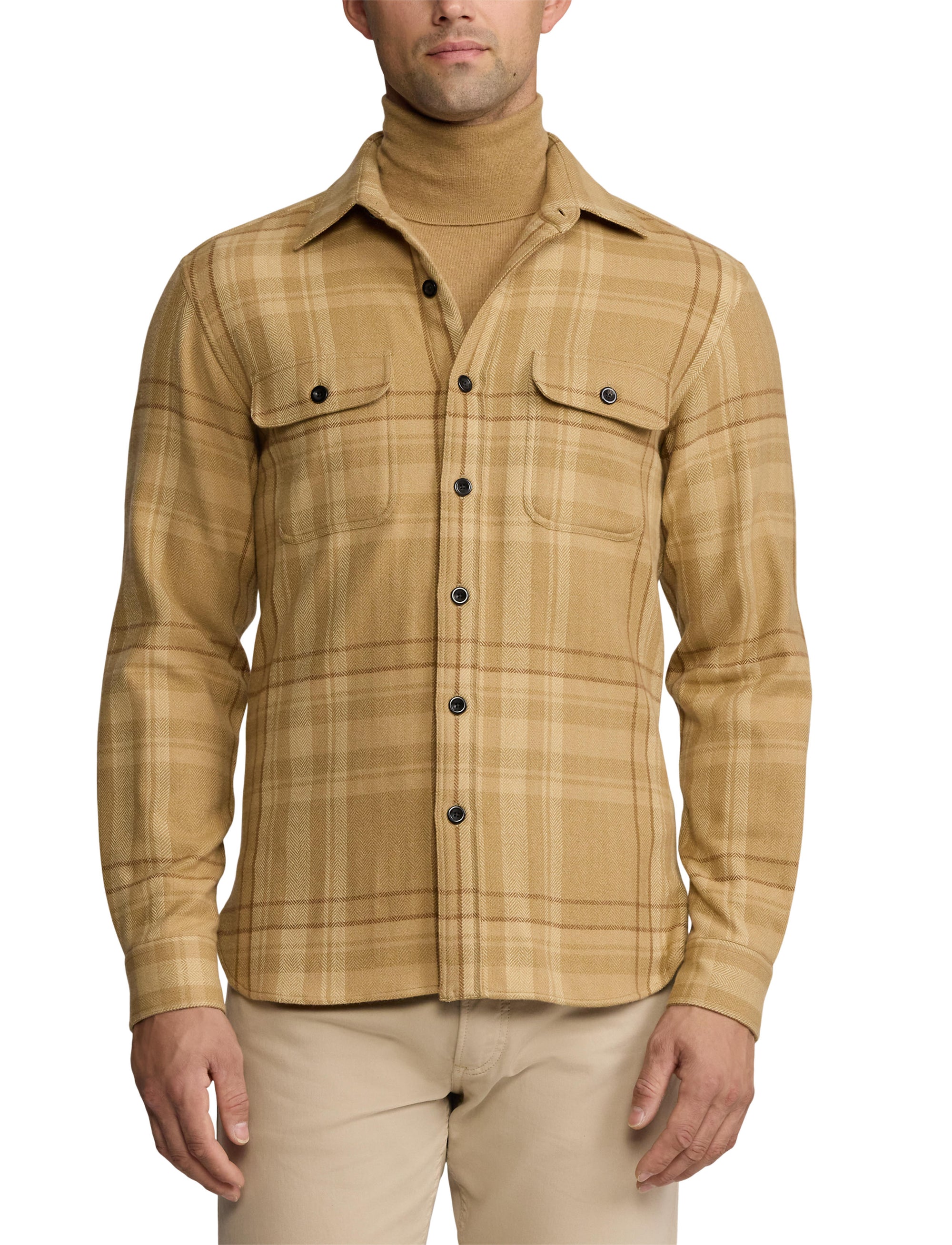 Wool tartan shirt - Camel
