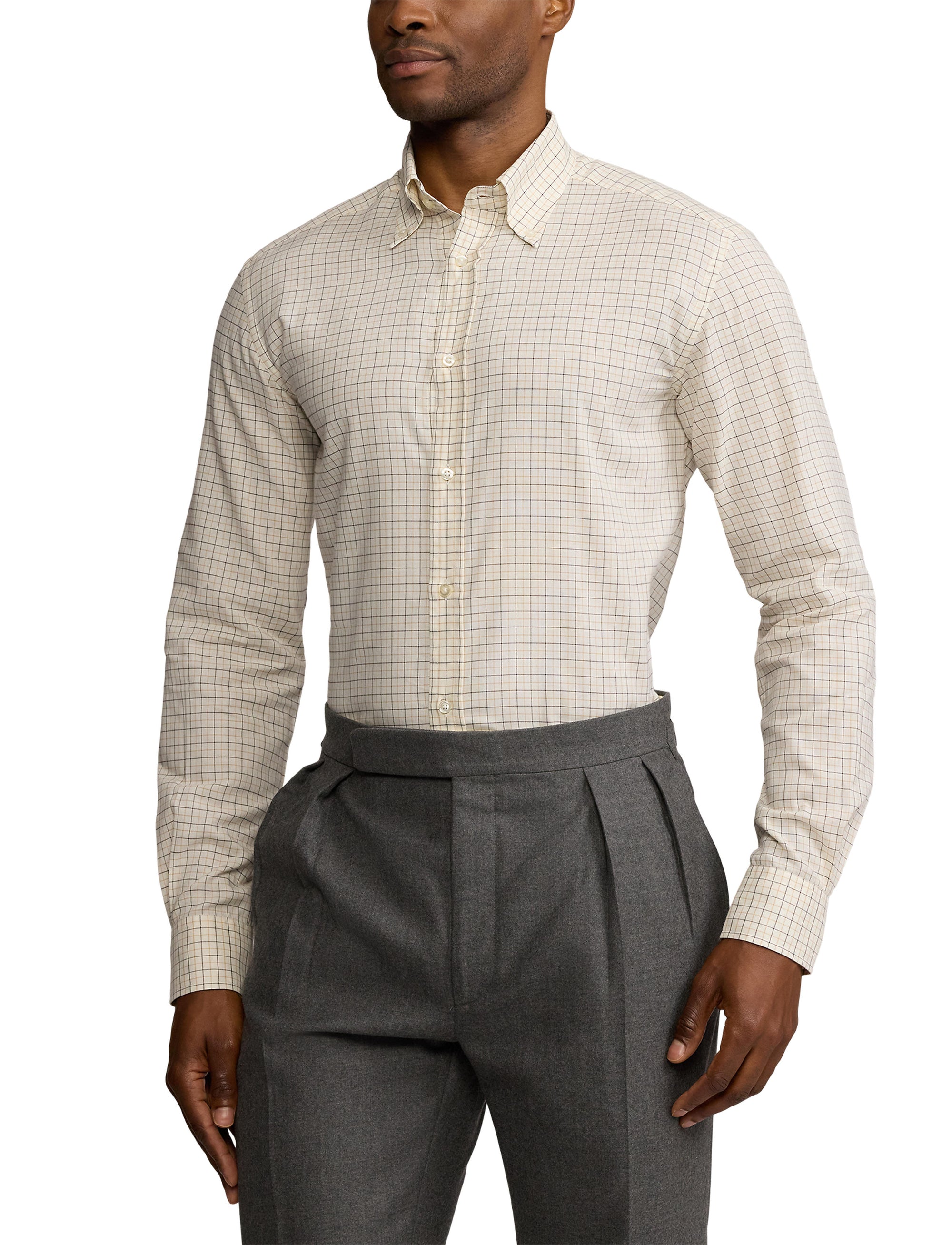 Flannel tattersall shirt - Camel, Brown & Cream
