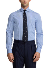 Striped poplin shirt - Light Blue & Navy