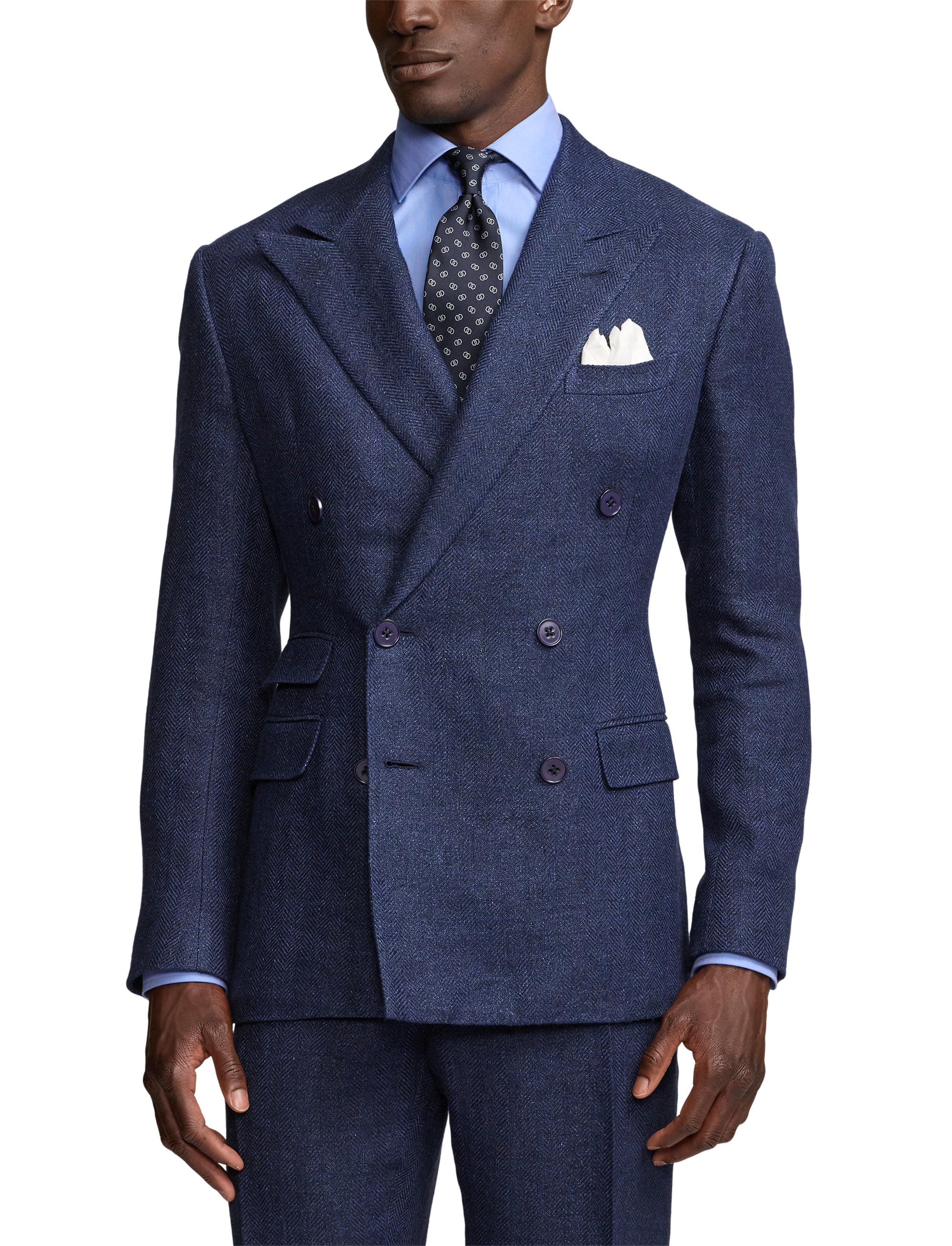 Veste Kent à chevrons en lin - Navy