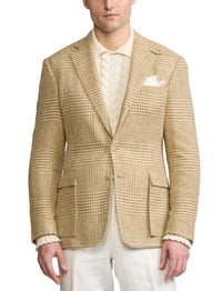 Veste Kent prince-de-galles en soie - Tan & Cream