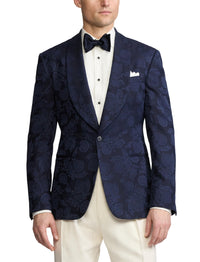 Veste Kent à motif en soie mélangée - Navy & Multicolore