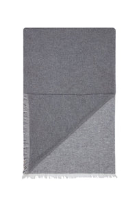 Écharpe double-face à franges en cachemire - Gris