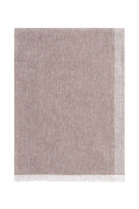 Fringed linen scarf - Beige & White
