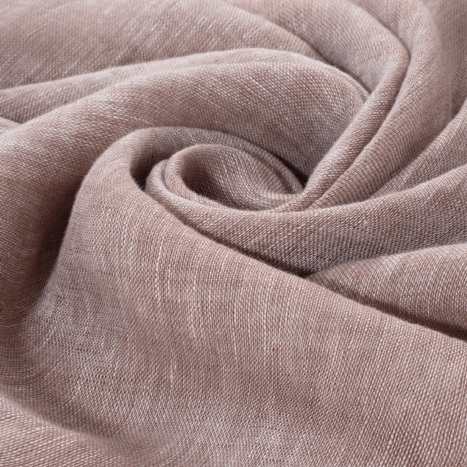 Fringed linen scarf - Beige & White