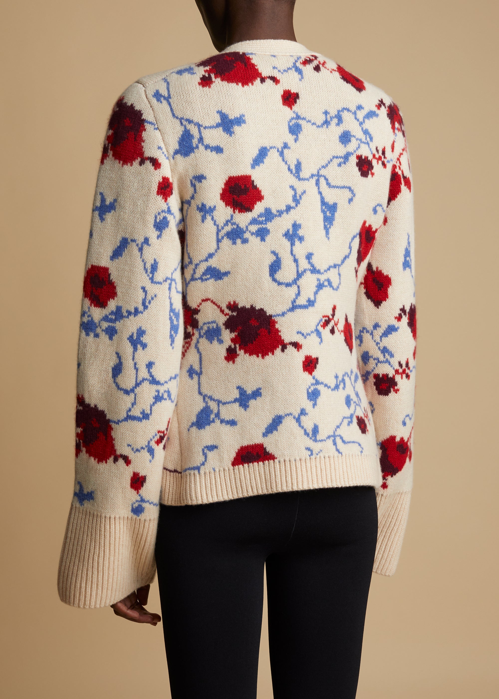 Scarlet cardigan in cashmere - Floral Jacquard