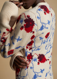 Cardigan Scarlet en cachemire - Floral Jacquard