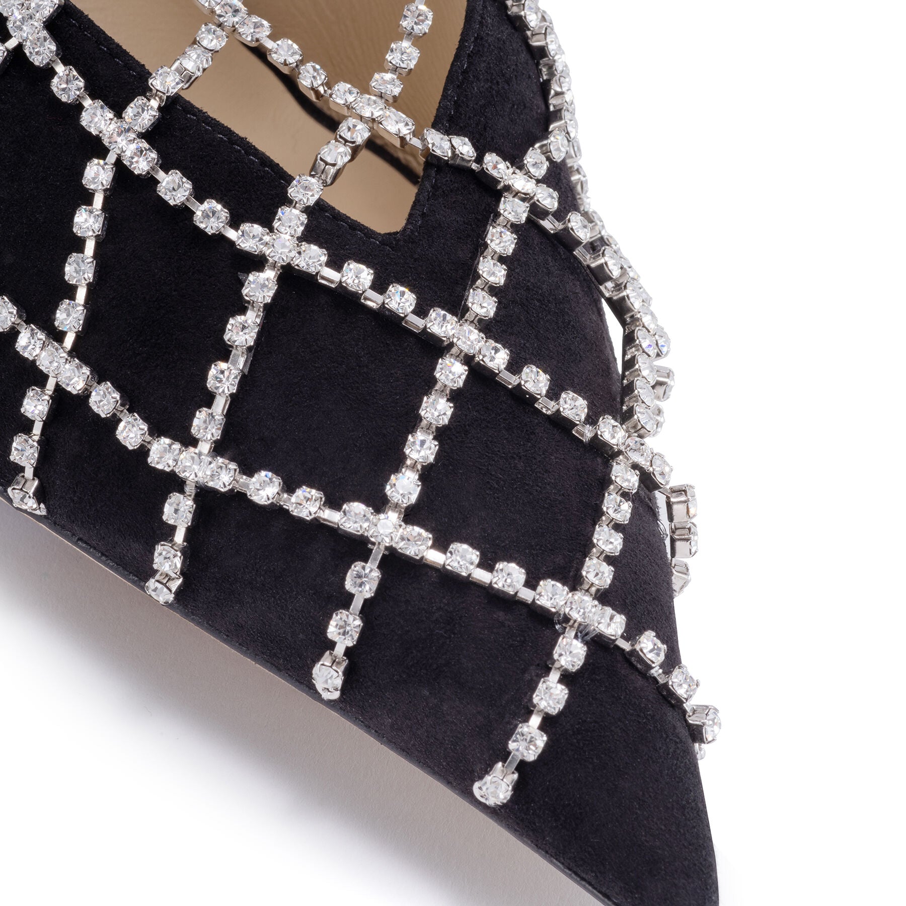 Mules Scotty 110 en daim avec chaînes et cristaux - Black & Crystal