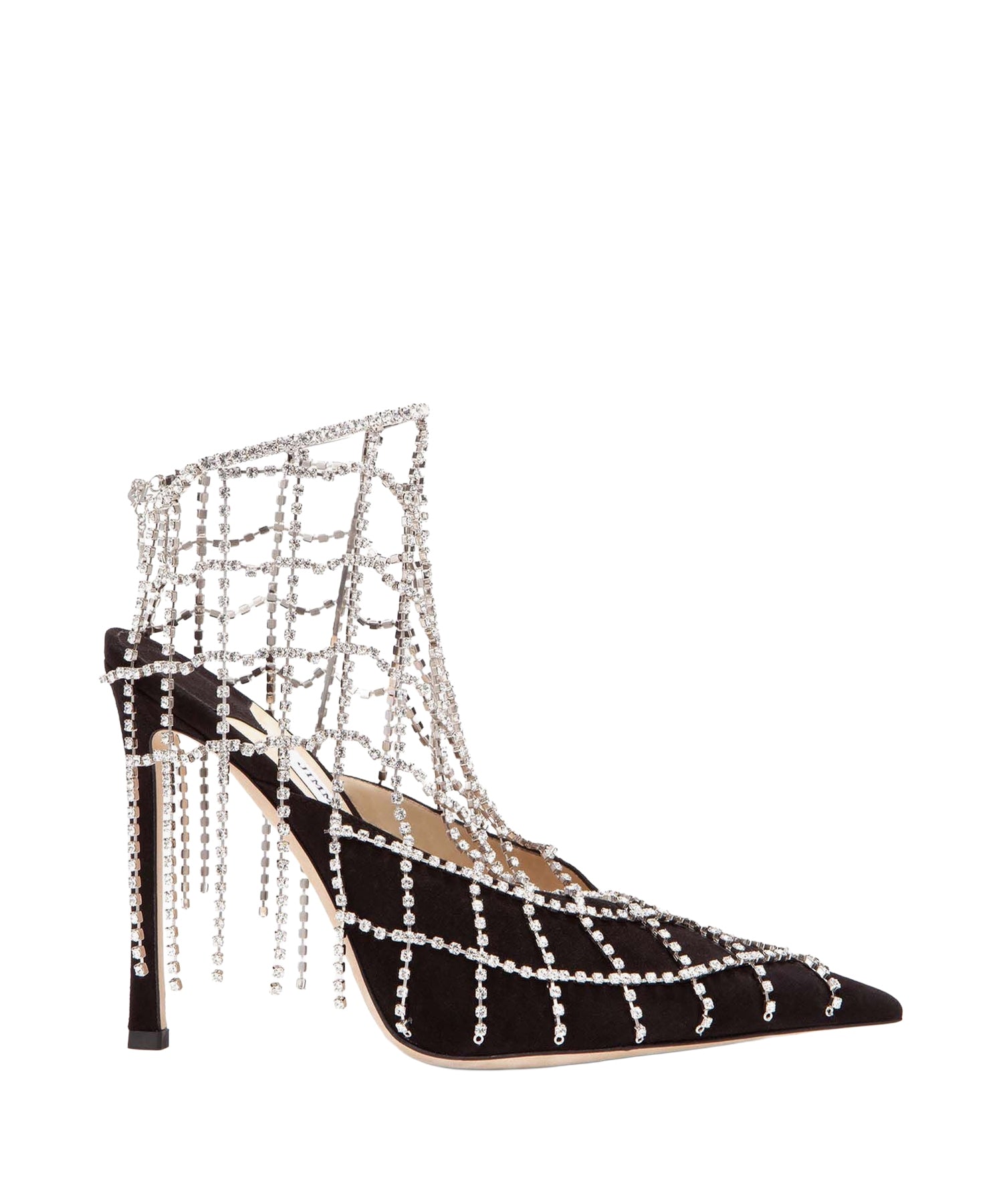 Mules Scotty 110 en daim avec chaînes et cristaux - Black & Crystal