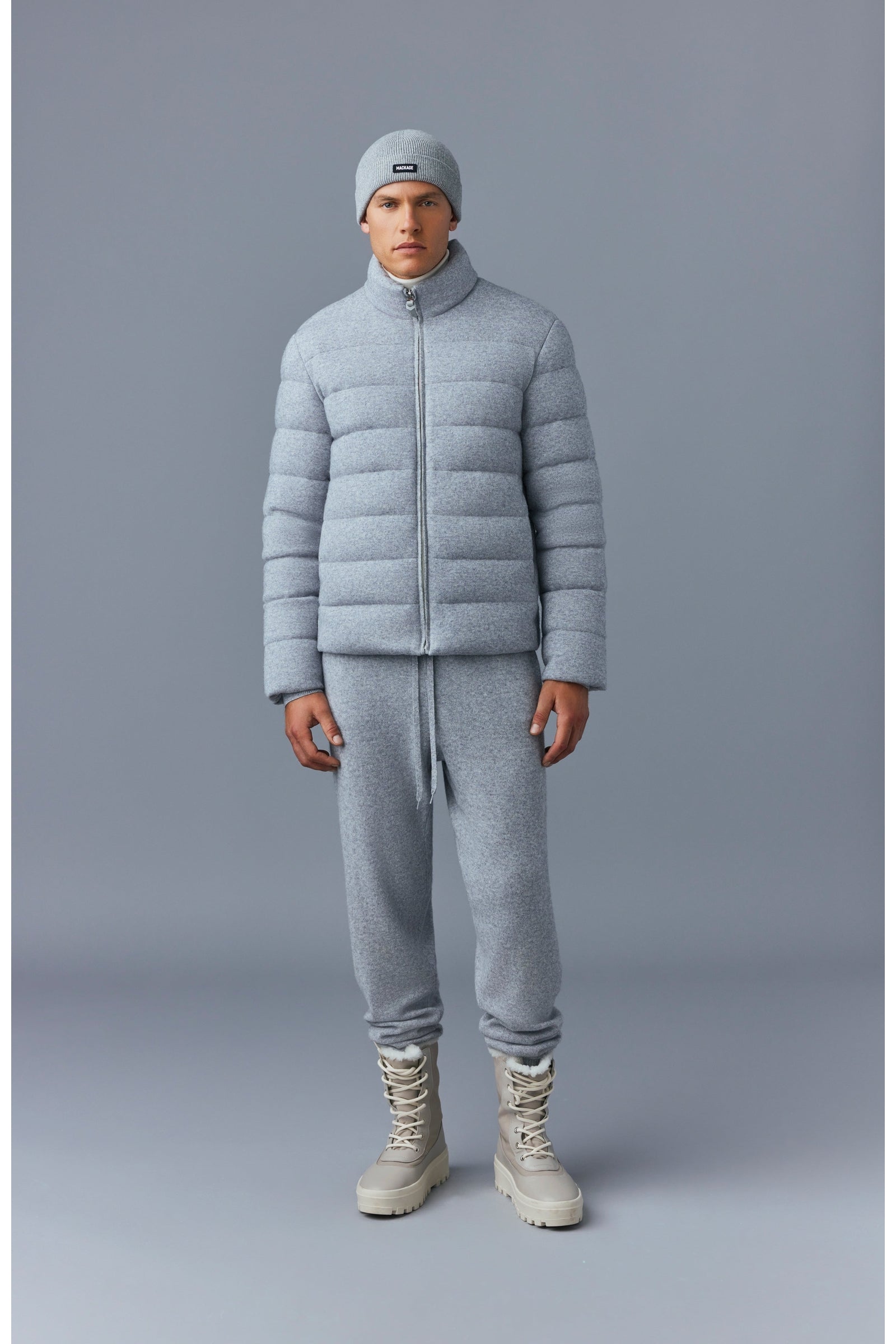 Doudoune courte Scott en laine et cachemire - Light Grey Mix