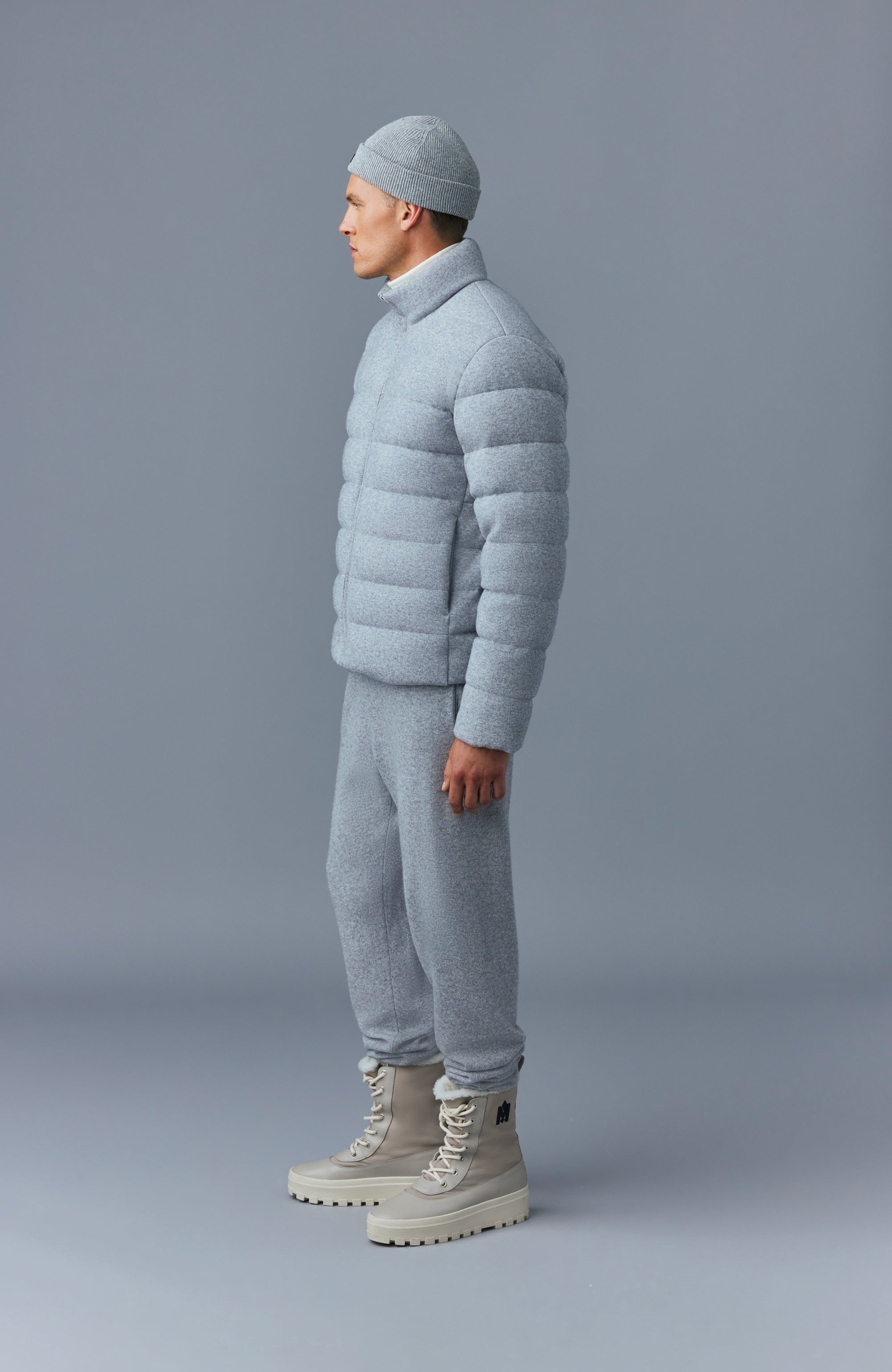 Doudoune courte Scott en laine et cachemire - Light Grey Mix