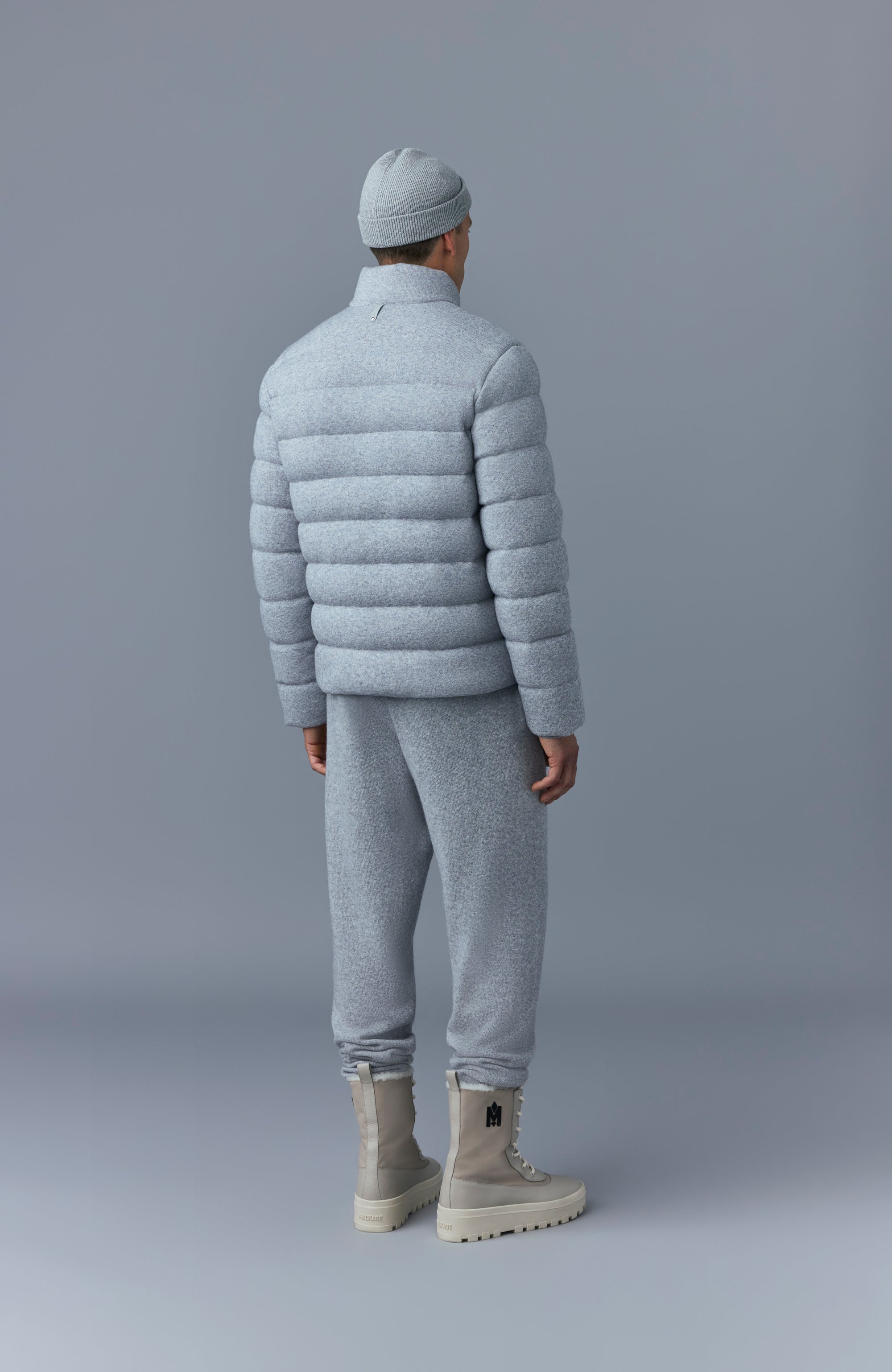 Doudoune courte Scott en laine et cachemire - Light Grey Mix