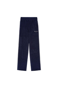 Script Velour Track Pants - Navy & Cream