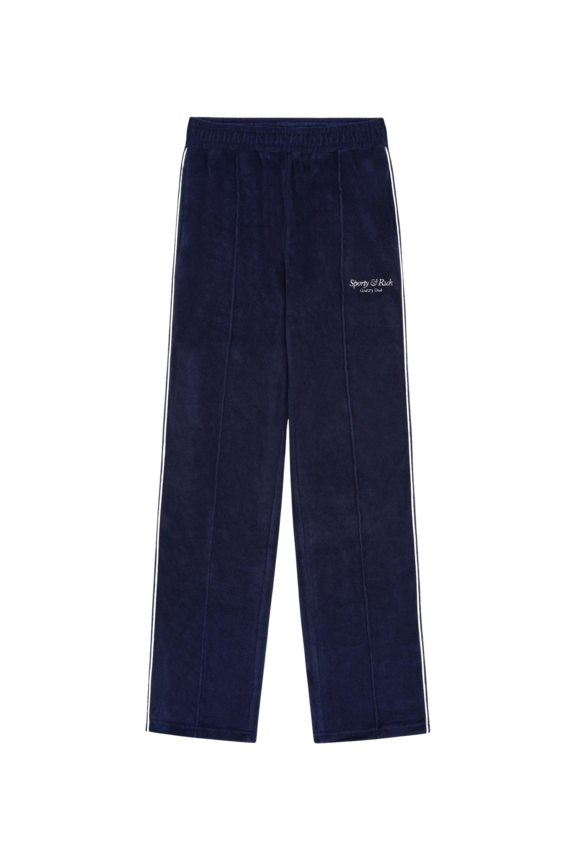 Pantalon de survêtement Script en velours  - Bleu Marine & Crème