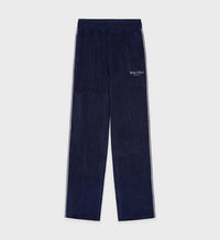 Script Velour Track Pants - Navy & Cream