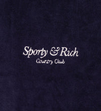 Script Velour Track Pants - Navy & Cream