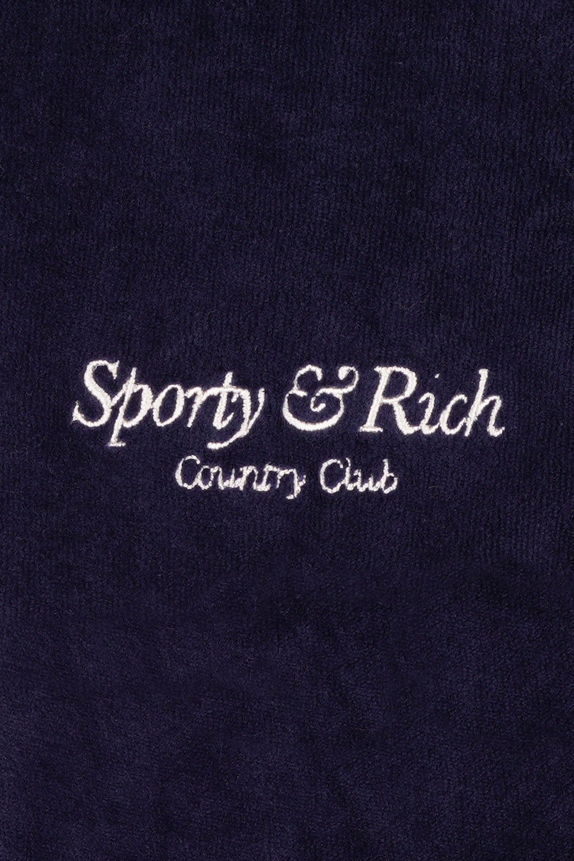 Script Velour Track Pants - Navy & Cream