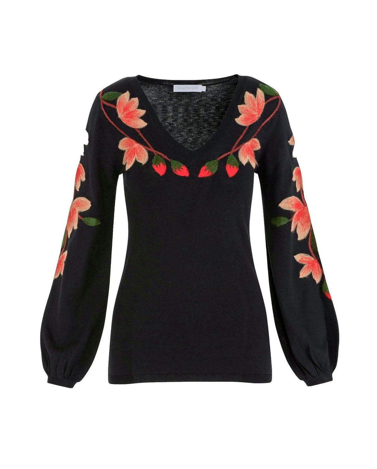 Pull Selena à manches blouson en maille - Black