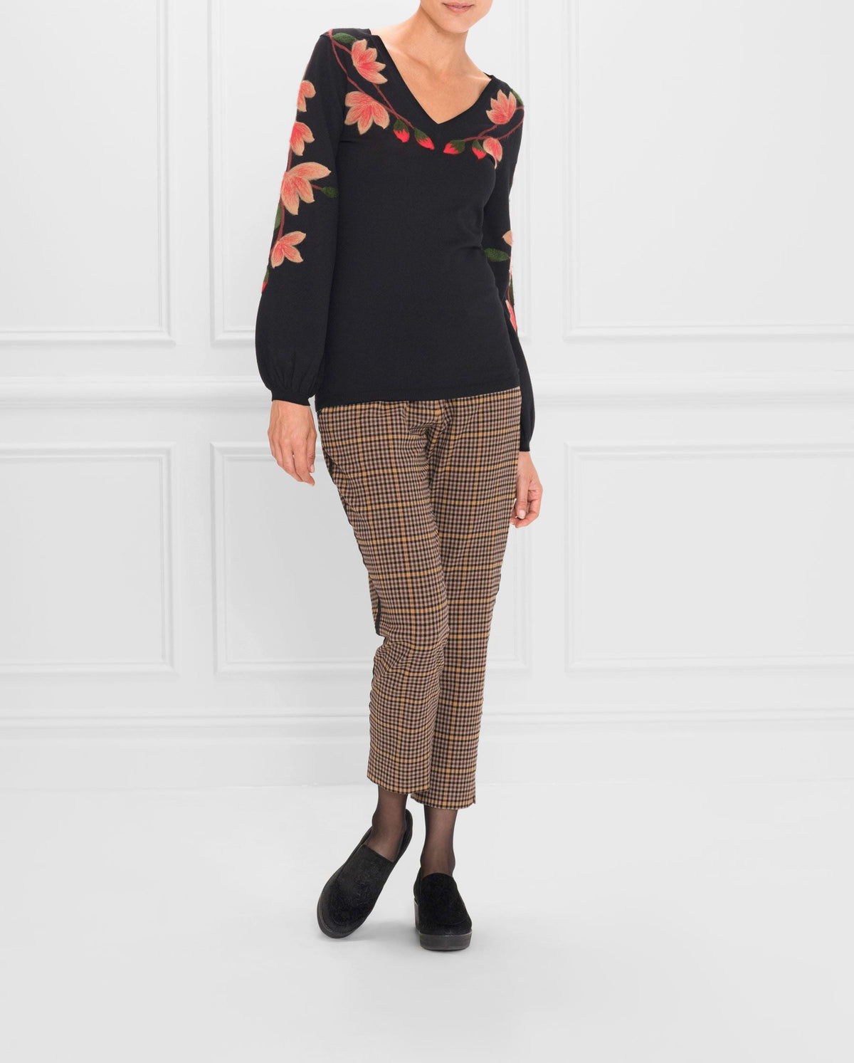 Pull Selena à manches blouson en maille - Black