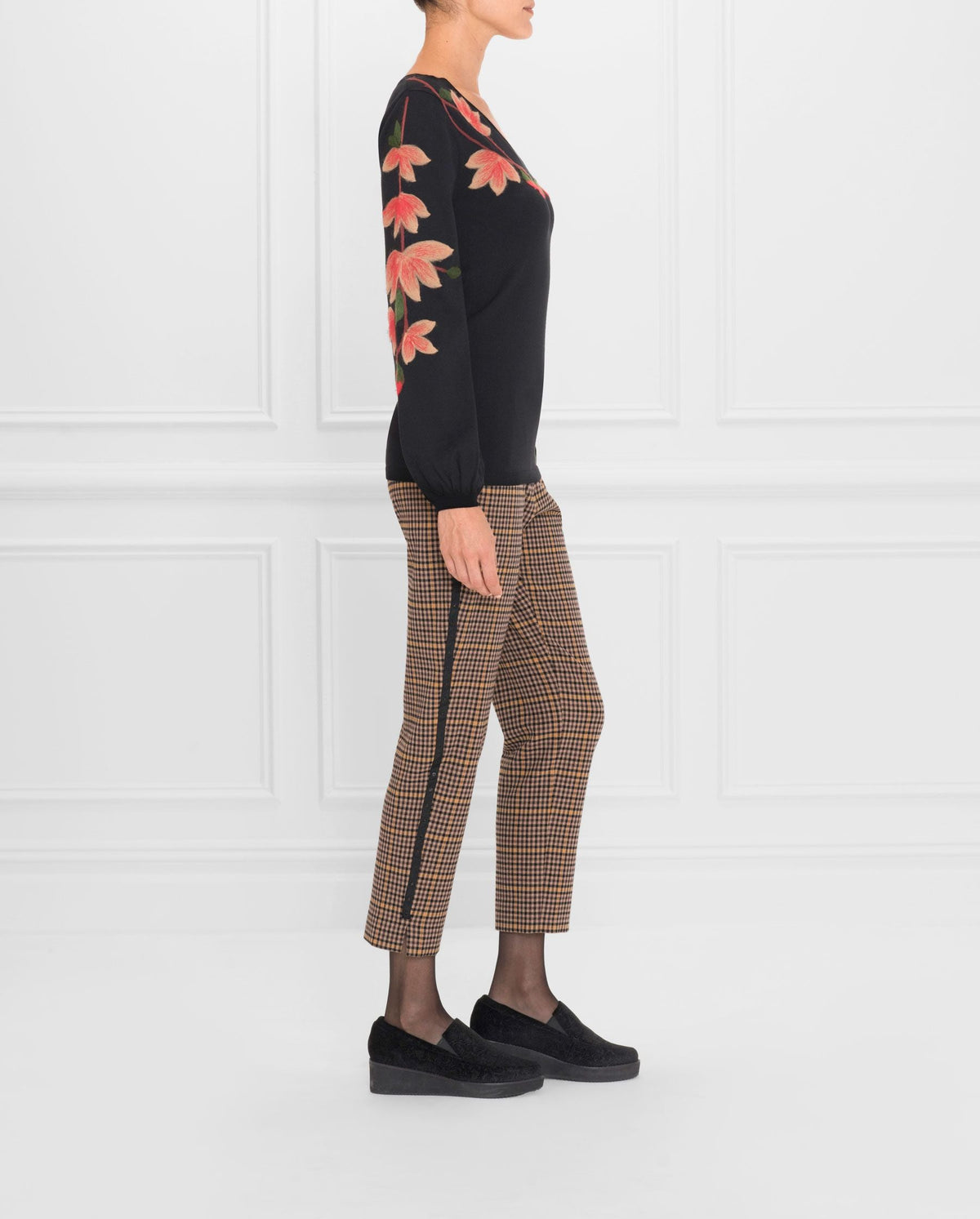 Pull Selena à manches blouson en maille - Black